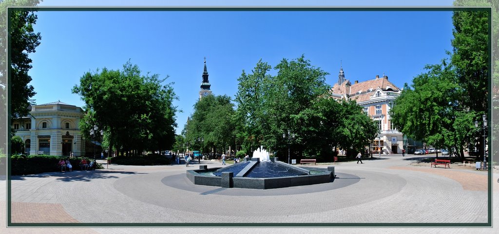 Kecskemét, Sétáló utcai szökőkút panoráma