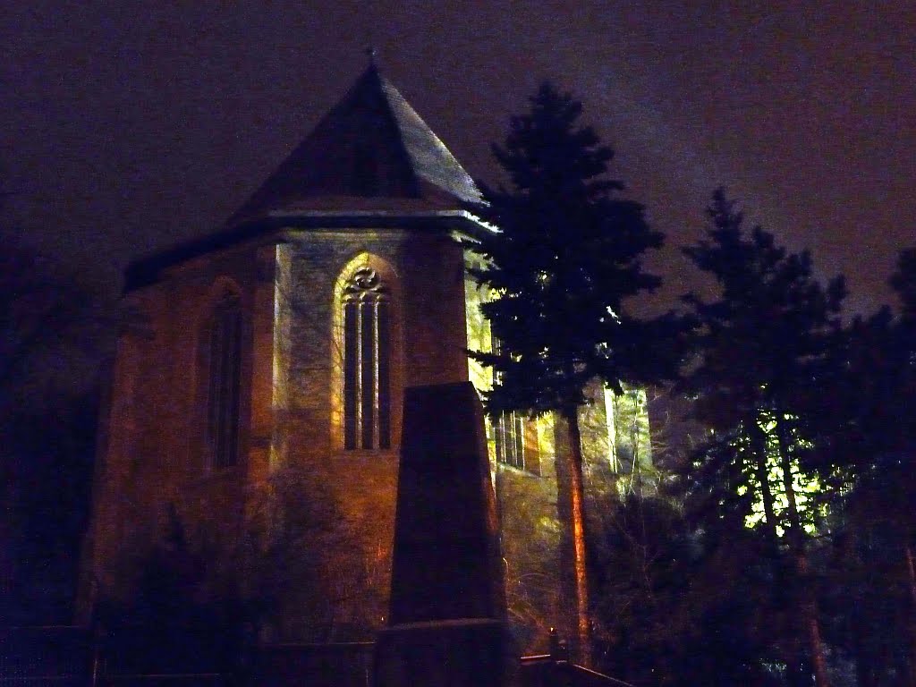 Karácsonyi festmény - Avasi templom és a Palóczy emlékmű