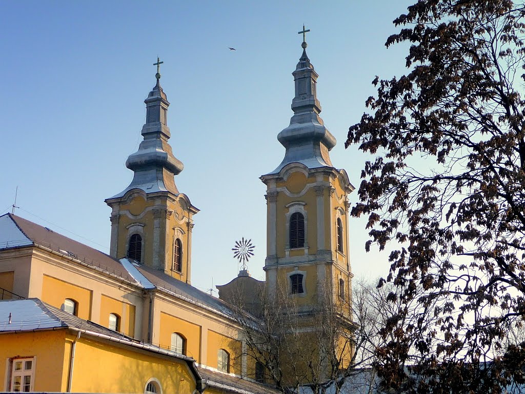 Minorita templom tornyai és hajója - hátulról