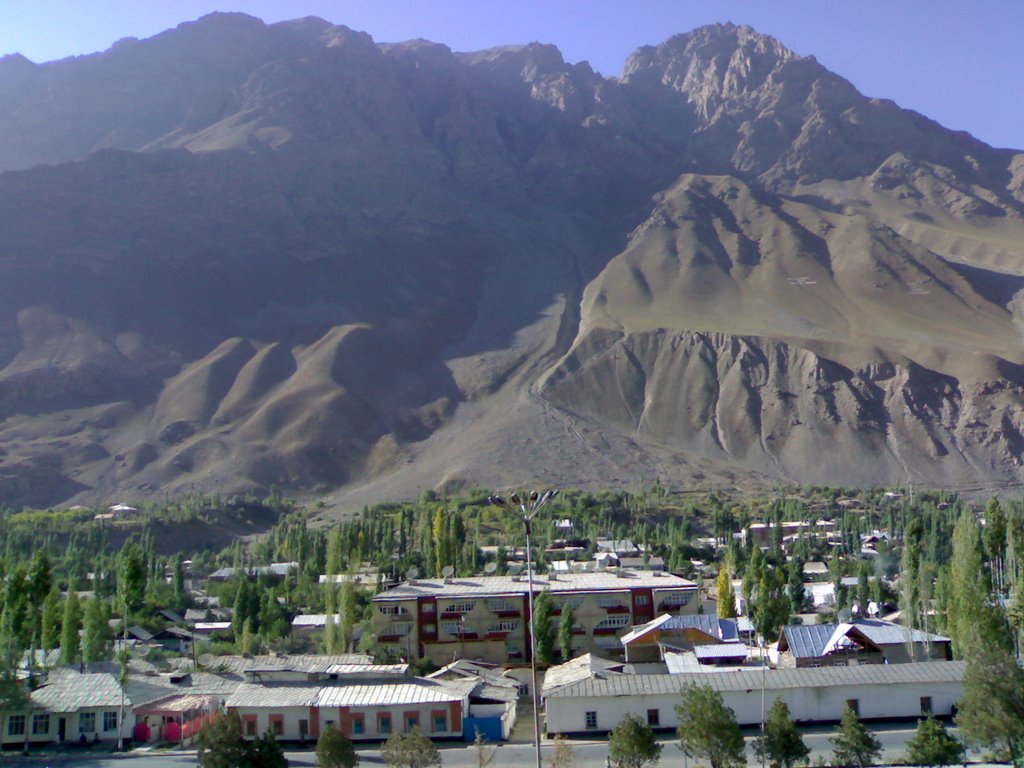 View of the Khorog from the roof of Hukumat (Khorog, Tajikistan)
