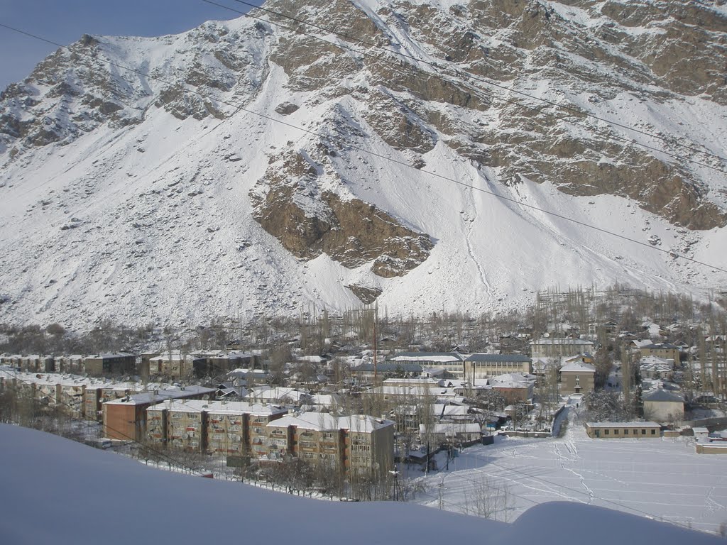Gulaken square from Bizmich - Khorog winter