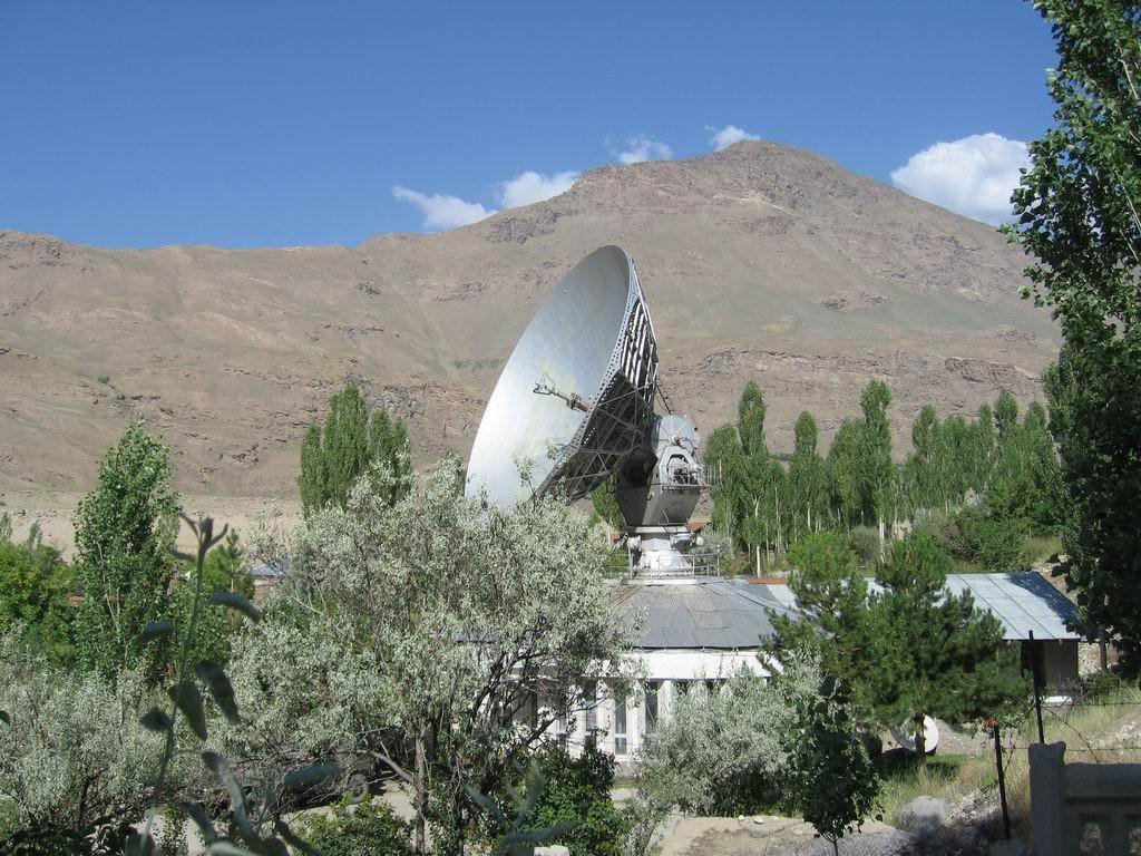 Old soviet military satellite antenna in Khorog