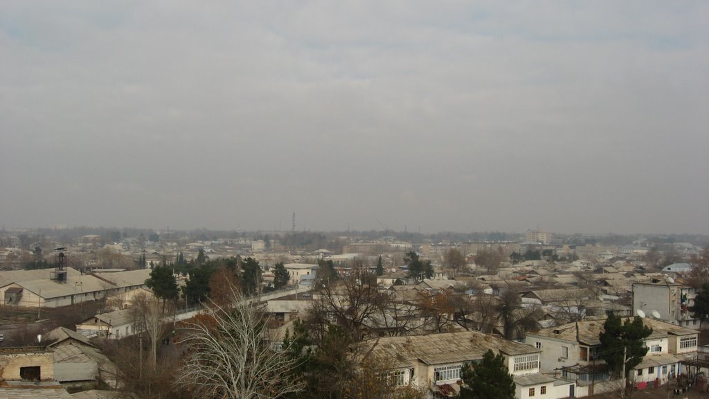 View of Kurgan-Tube from bread factory. Viloyati Khatlon, Tajikistan.