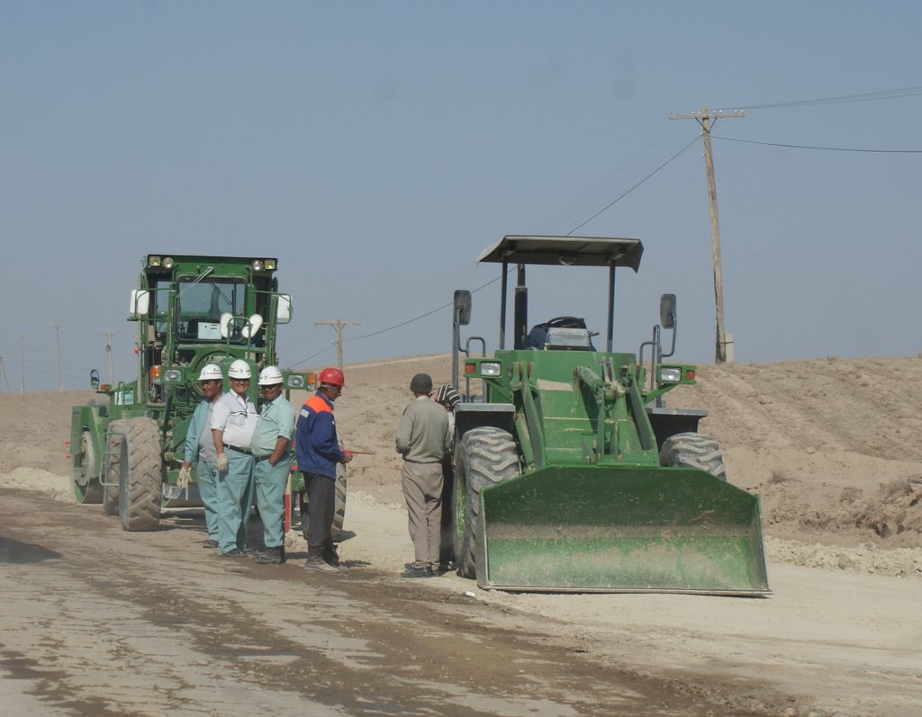 Japanese Workers on the Road Construction Works