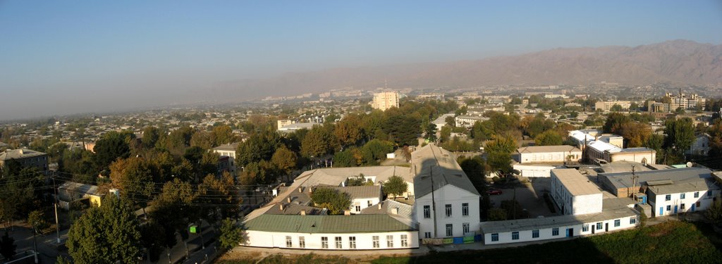 Panorama of Khujand from Hotel Ehson. Sogd, Tajikistan.