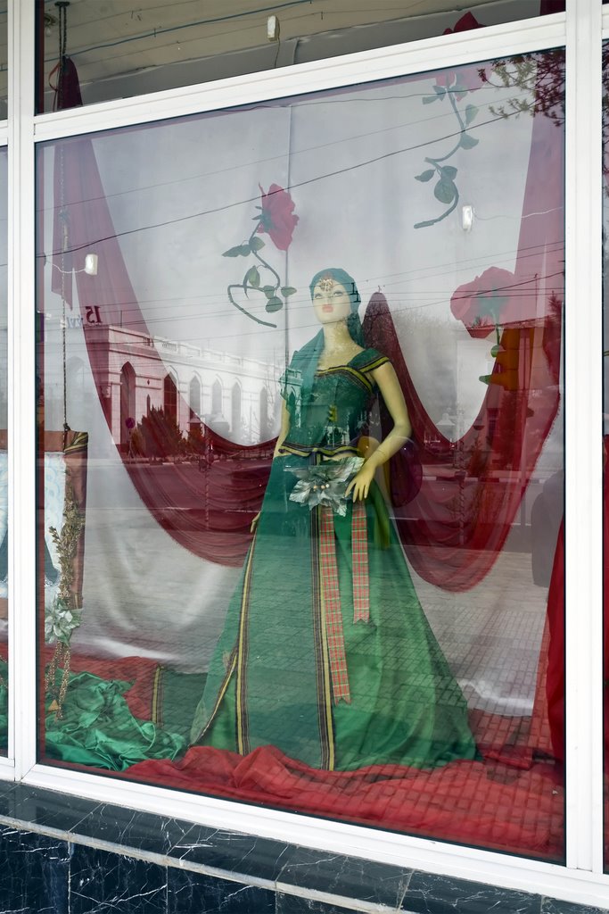 bridal costume in a wedding store