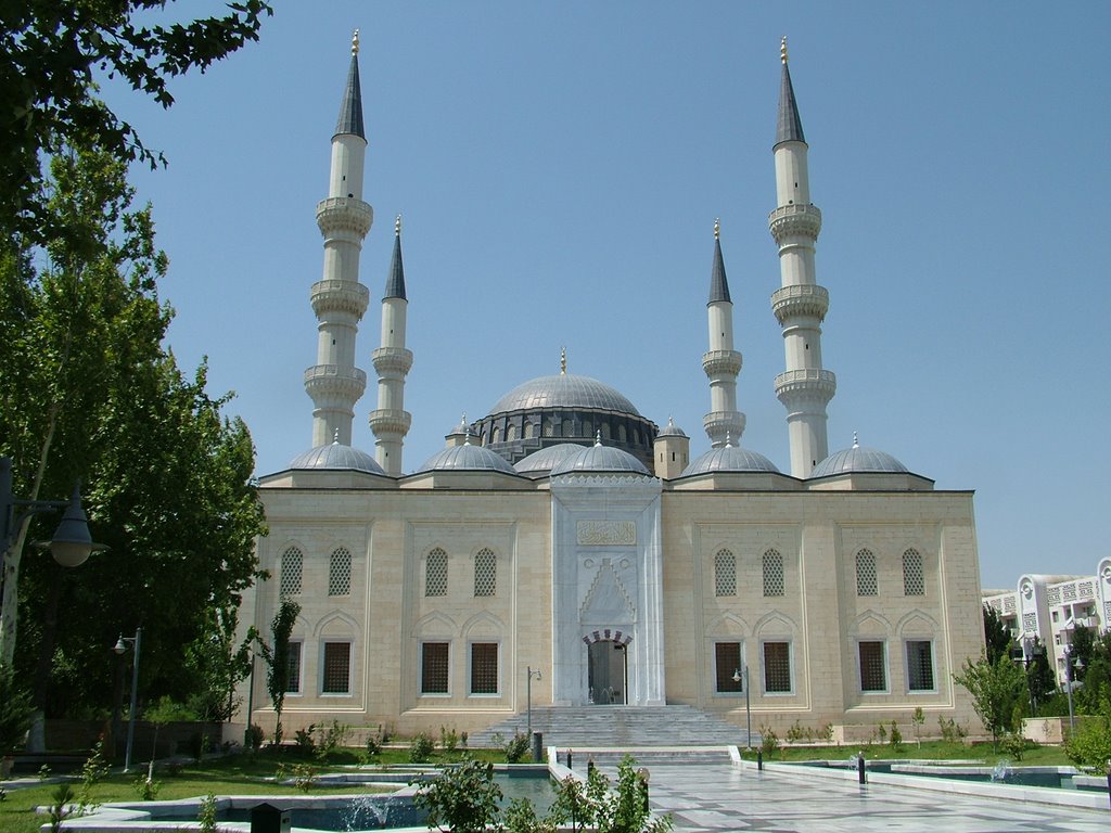 Ertuğrul Gazi Mosque or Ärtogrul Gazy Mosque is a mosque in Ashgabat, Turkmenistan. It honors Ertuğrul, the father of Osman I, the founder of the Ottoman Empire. It is a prominent landmark in Ashgabat with its four minarets and central dome and has a lavi