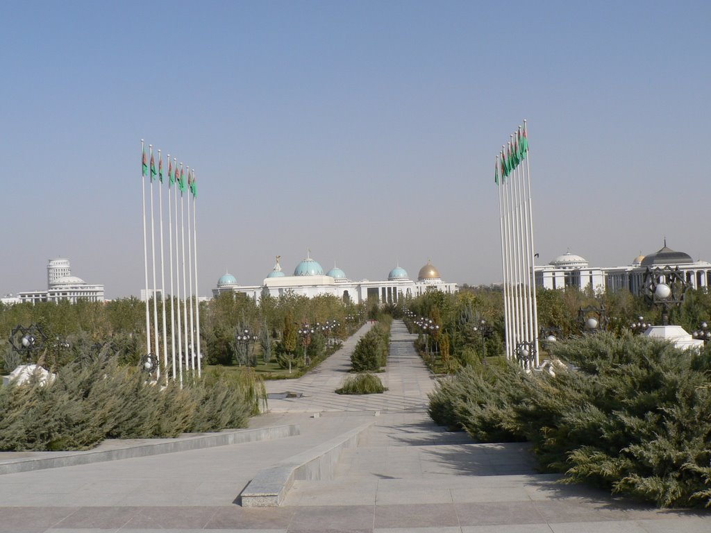Ashgabat governmental buildings from 10 yul parki