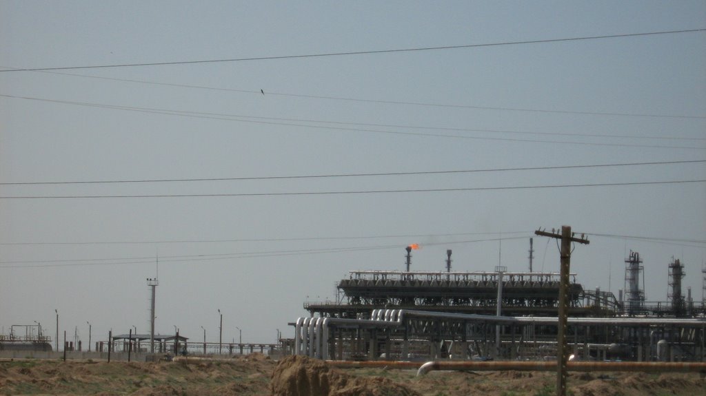 Gas flaring near Mubarek (Uzbekistan)
