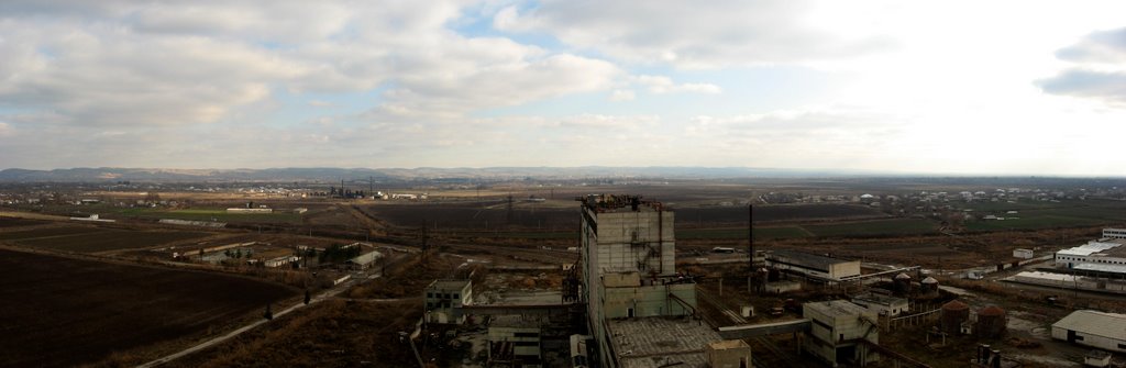 Panorama of Kolhozobod from roof of flourmill.Viloyati Khatlon, Tajikistan.