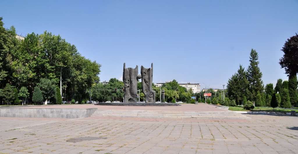 Cosmonaut Dzhanibekov Monument in Tashkent, Uzbekistan.