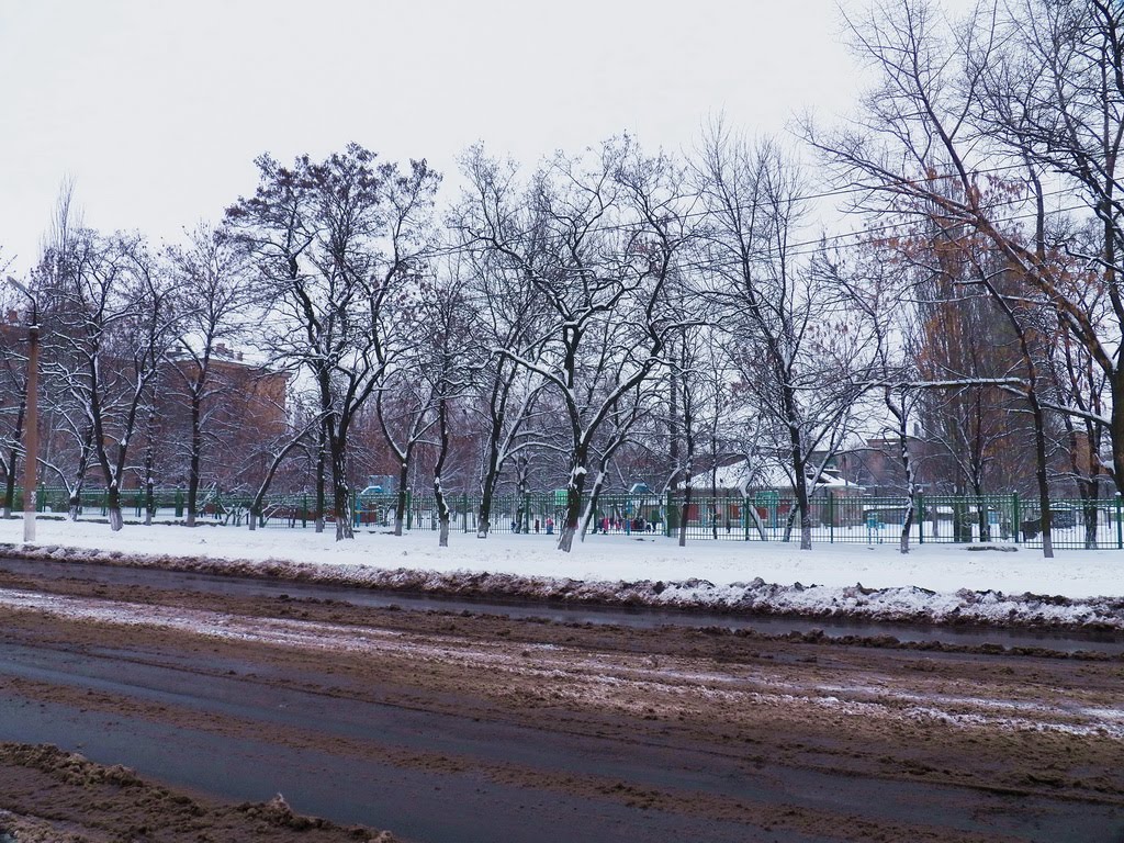 Школьный двор зимой