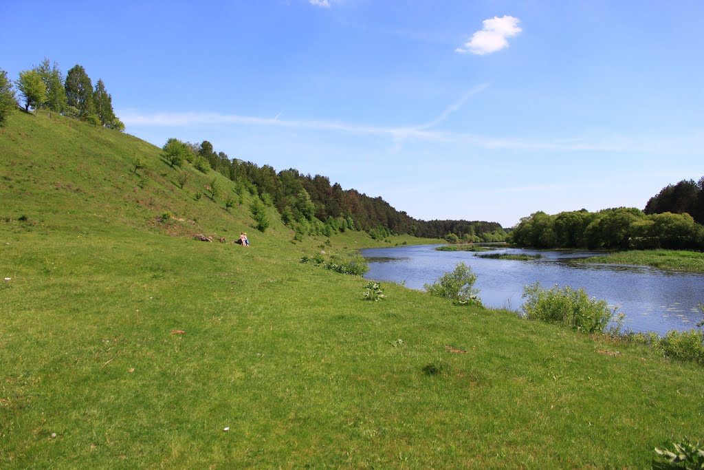 Horodnytsya. By the Sluch river in the hot spring day.