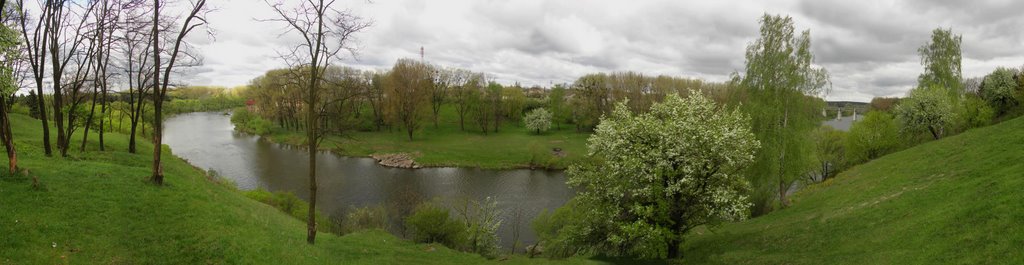 (r.Sluch) р. Случ, Старий млин та Житомирський міст (Panorama)