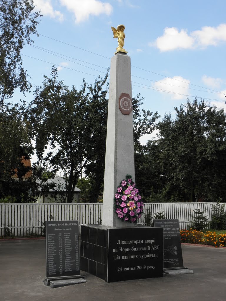 Памятник ликвидаторам на Чернобольской АЭС от благодарных чудновчан