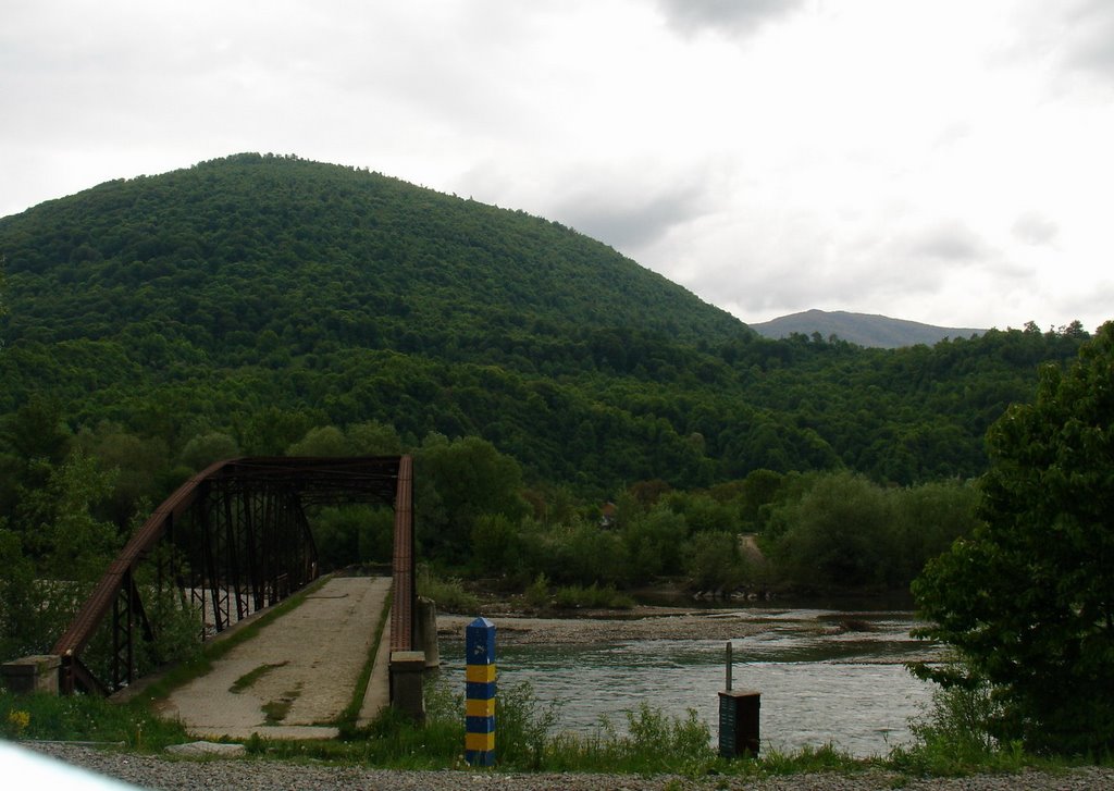Blasted bridge to Romania through to Tisa river