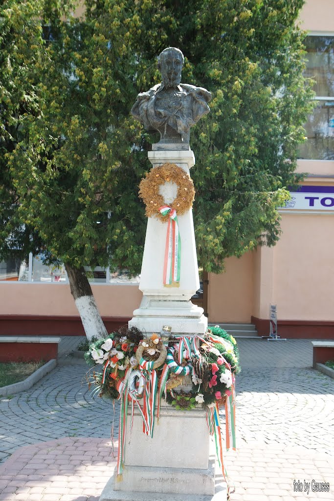 Тячів (Técső), Ukraine (Kárpátalja, trianoni békeszerződésig Máramaros vármegye) - Kossuth mellszobor 1896-ban készült. Técső az öt máramarosi koronaváros egyike volt.