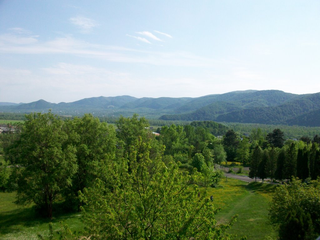 view from the fourth-floor tourist camp of Narcissus in Khust