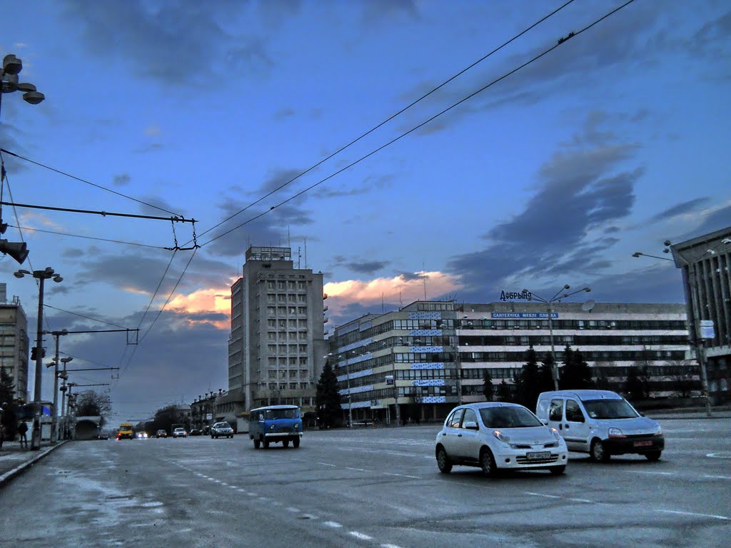 Sunset.Festival square...