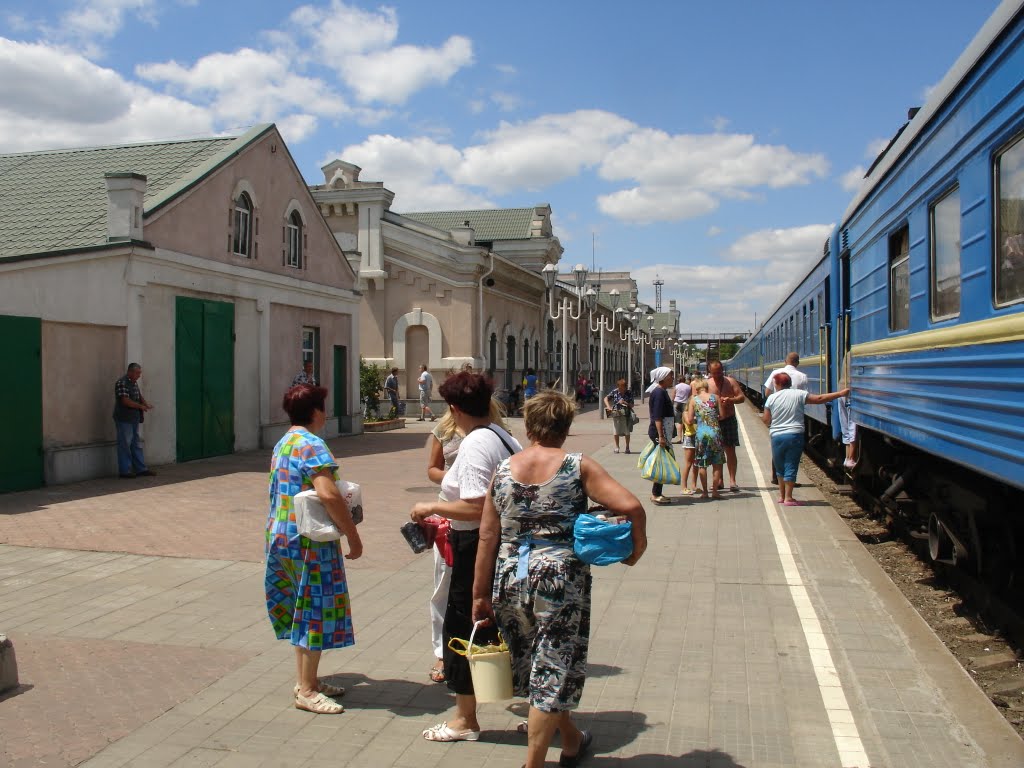 Ukraine. Станция Пологи. Стоянка поезда Бердянск-Москва.