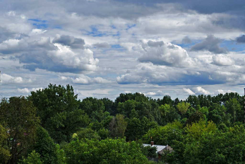 Clouds floating over the city