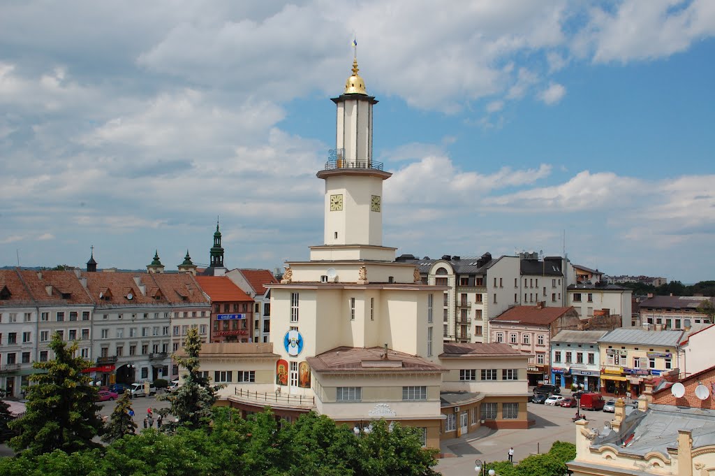 City hall and main Market square of old Stanislav