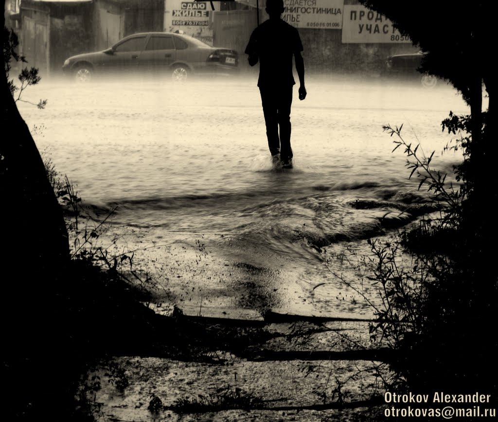 Man in rain