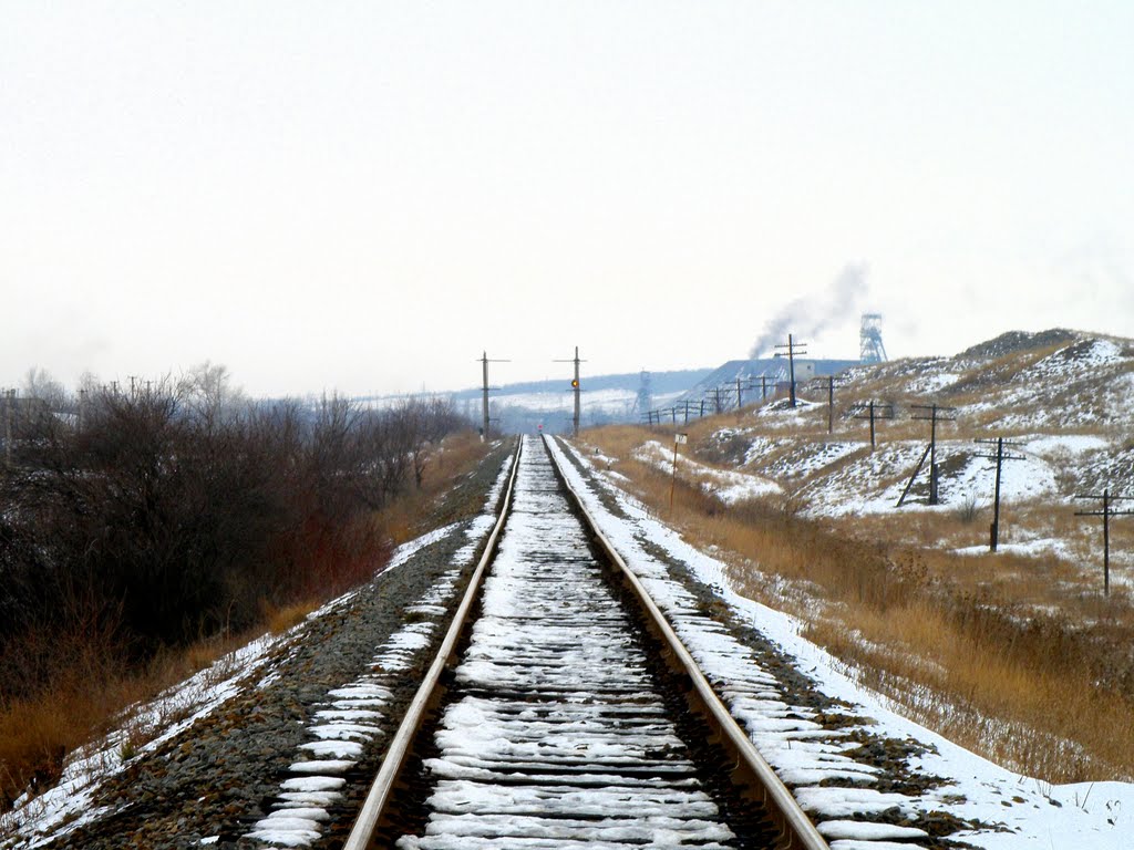 Близ Конопляновки.Впереди габаритные ворота.
