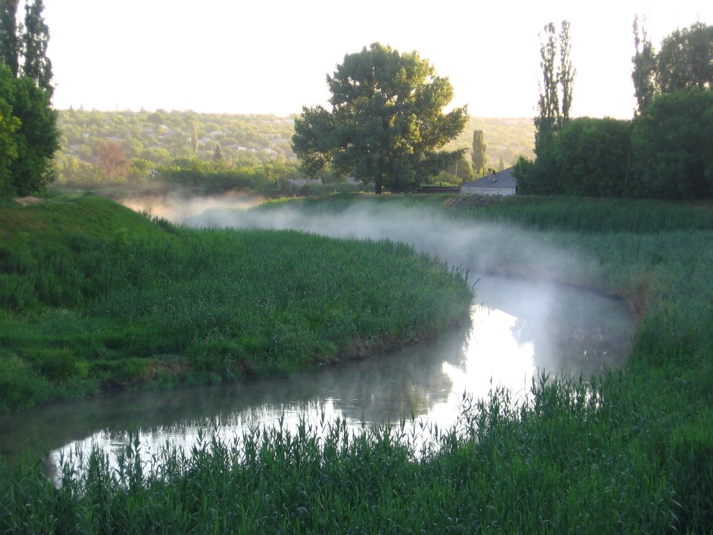 Luhanka River in mist