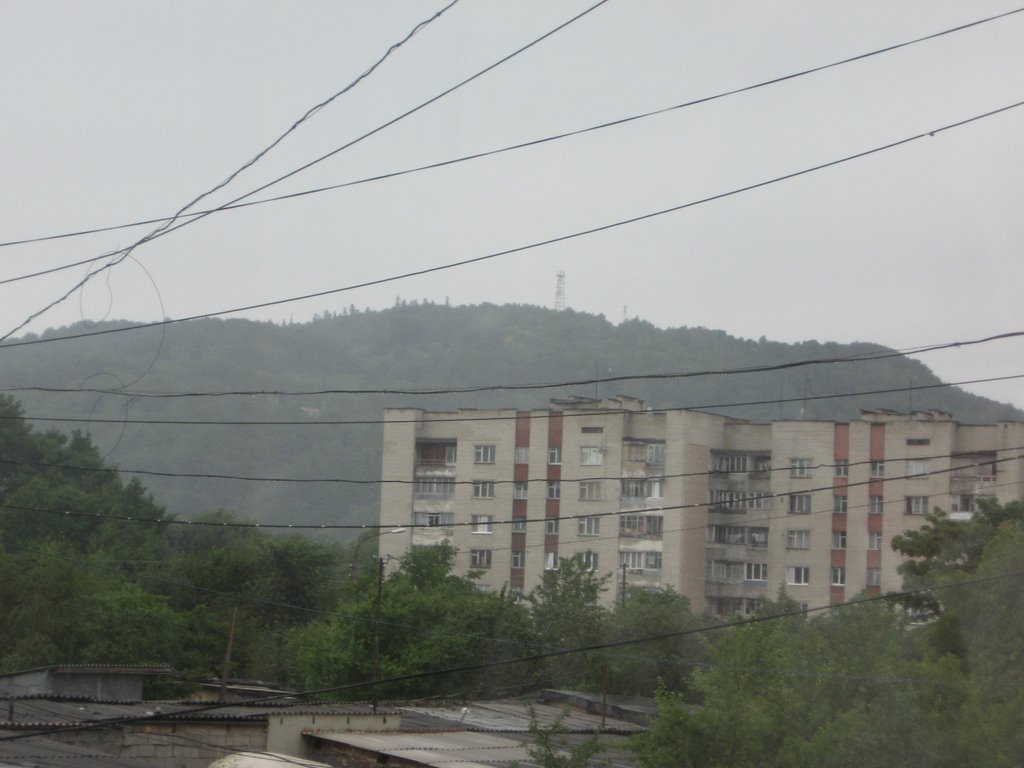 Вид на гору Городище з балкону воєнного будинку
