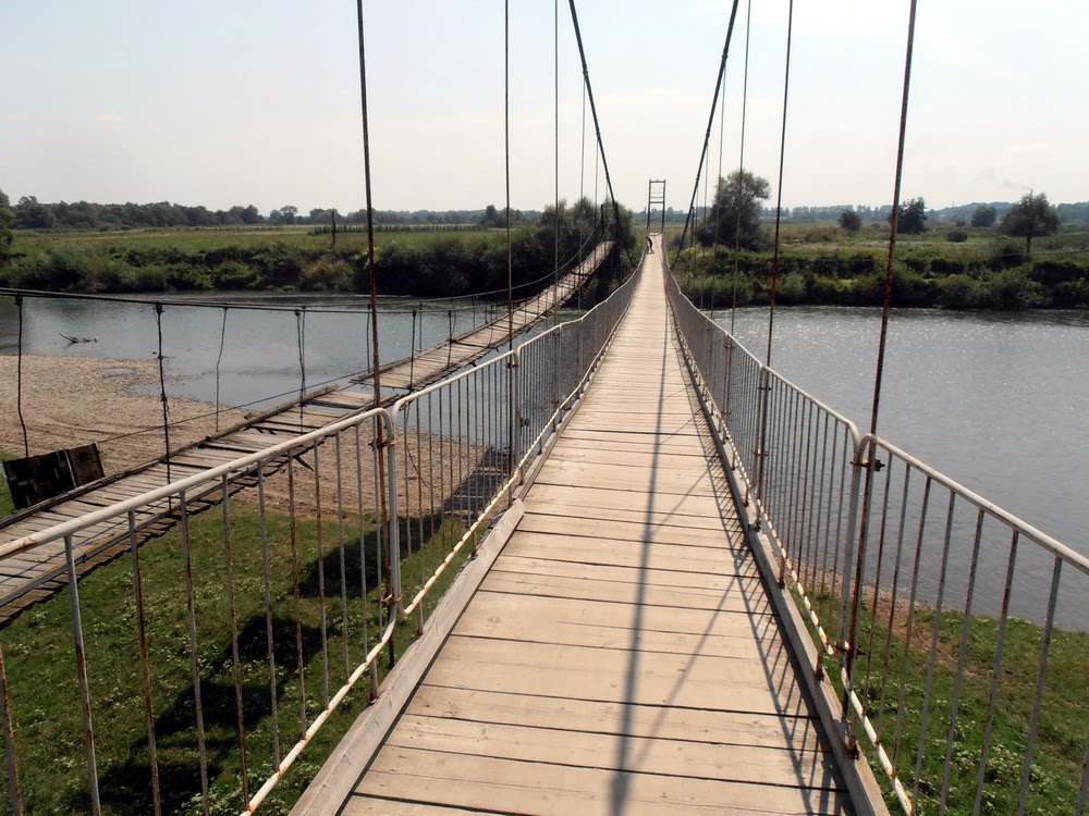 Old and new bridges on the Stryi river near Zhydachiv town