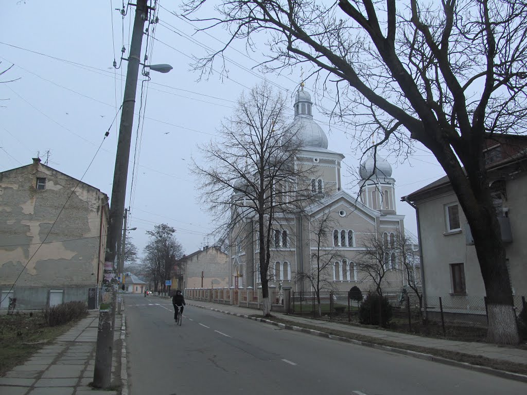 grey houses, grey church