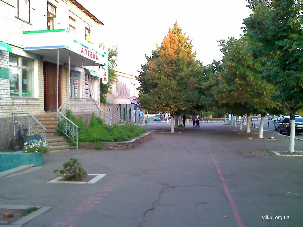 Центр города, с видом  на Центральную районную аптеку №15