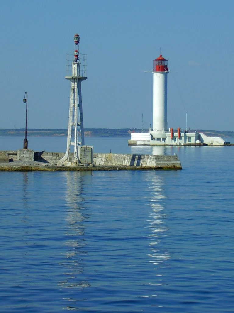 Lighthouses at the entrance to the Odessa port