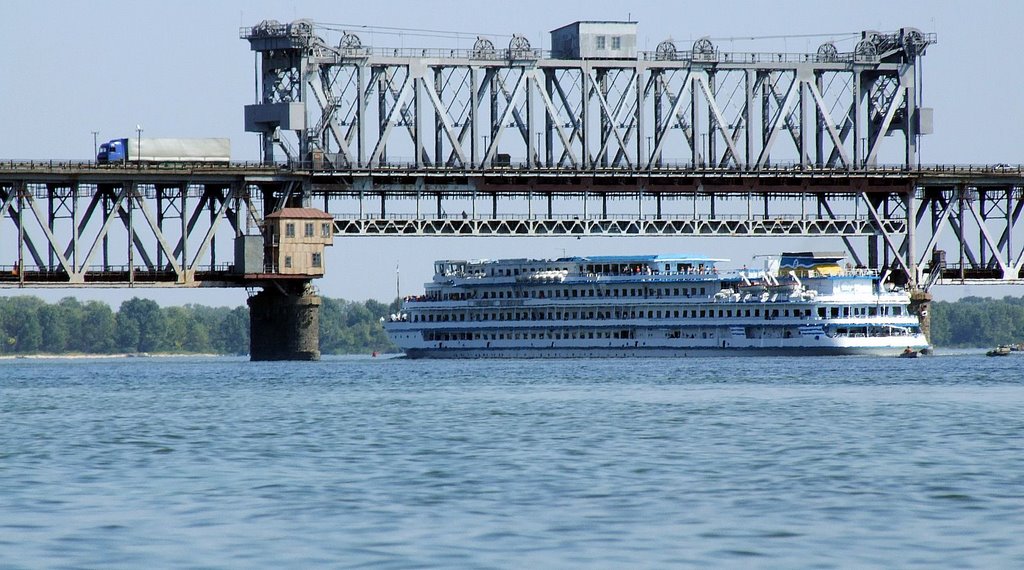 Passing boat under the bridge. Aug 2007