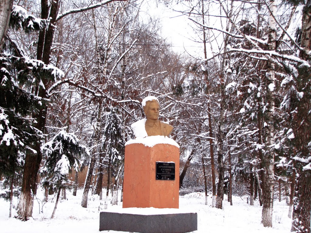 Памятник закатованому фашистами у 1942р. Івану Сухині. Memorial for tortured soldier Ivan Suhina.