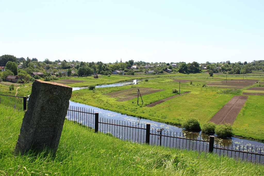 Korets jewish cemetery. The view with an old matseva (tombstone).