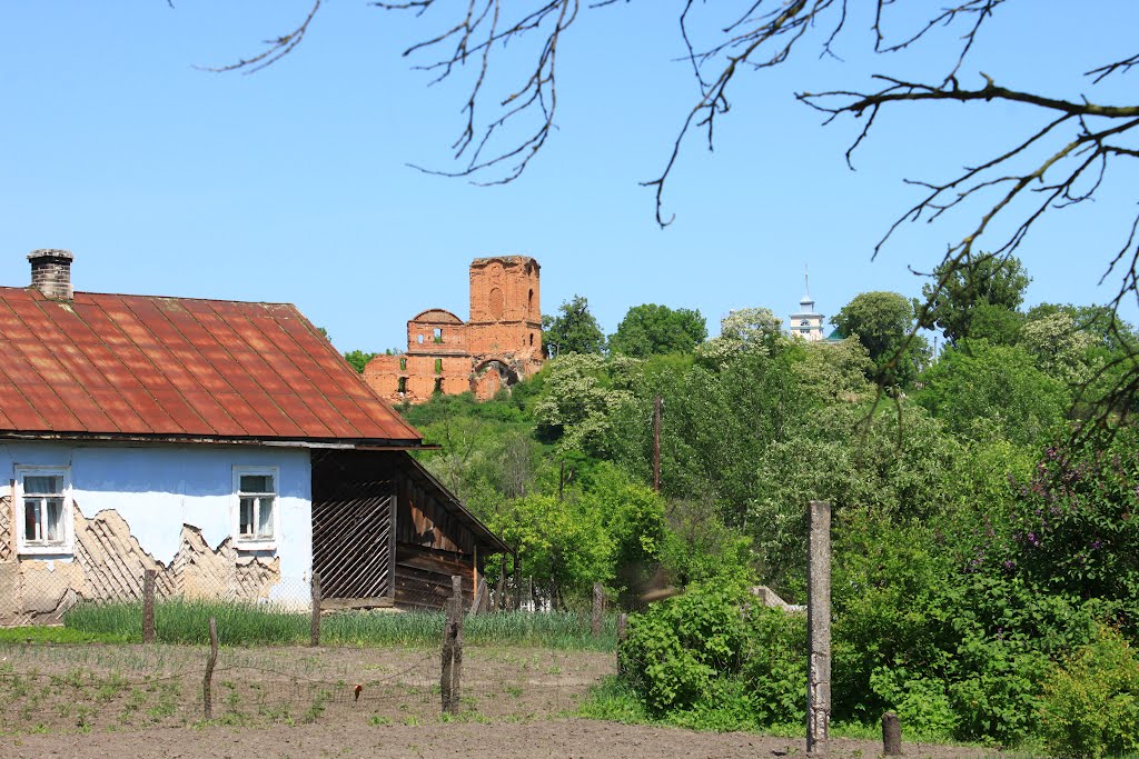 Noviy Korets. The view from the street to the castle hill.