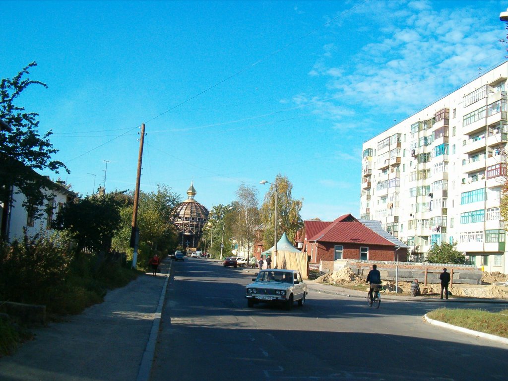 Вулиця Нова у Костополі (будівництво нової церкви)