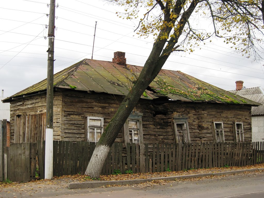 Тростянець - колишнє село Нескучне. Занедбана деревяна хата кін. ХІХ-го - поч. ХХ-го ст.