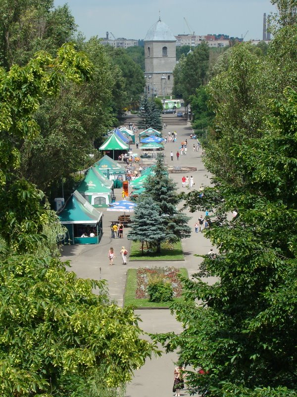 Вид на парк и храм Воздвижения