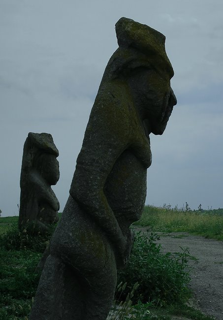 Scythian stone idols gathered on a mount in Izyum
