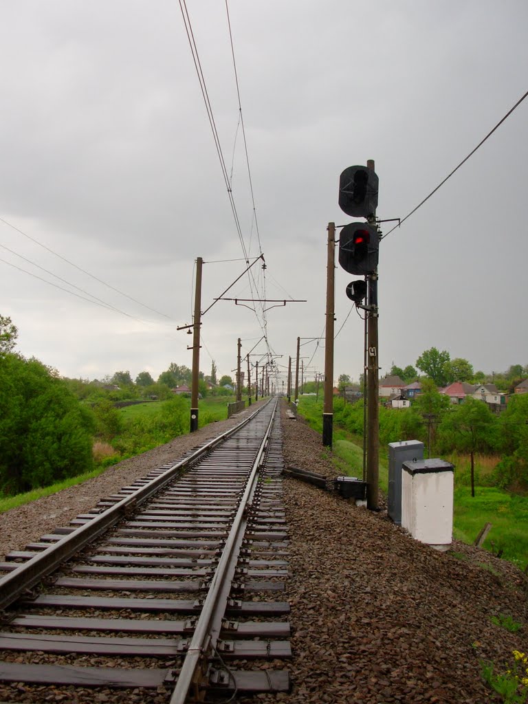 Входной светофор ст. Водолага. Entrance even traffic lights of Vodolaga st.