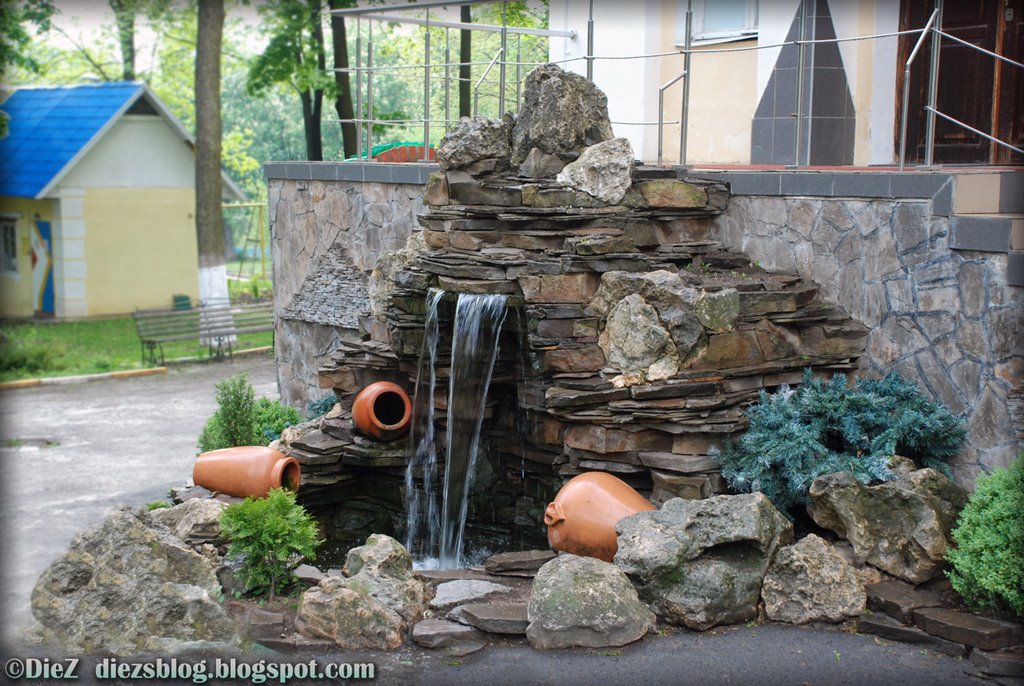 Waterfall in territory of cardiological sanatorium "Roscha"