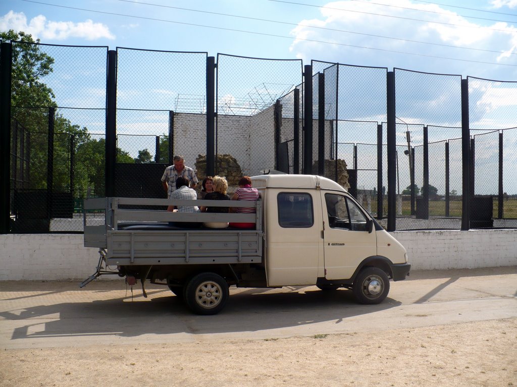 Preparing for "safari" tour in steppe. June, 2009