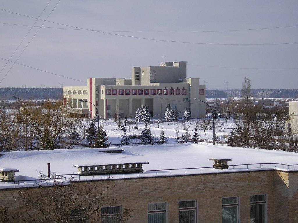 Вид на ДК из дома на Курчатова