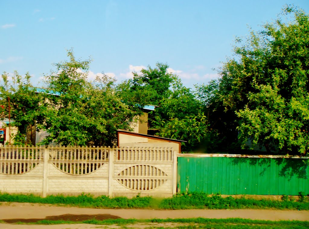 10.06.2012 18:11  Дорога Р-04. пгт Лысянка, улица Котовского. Сады на приусадебных участках.