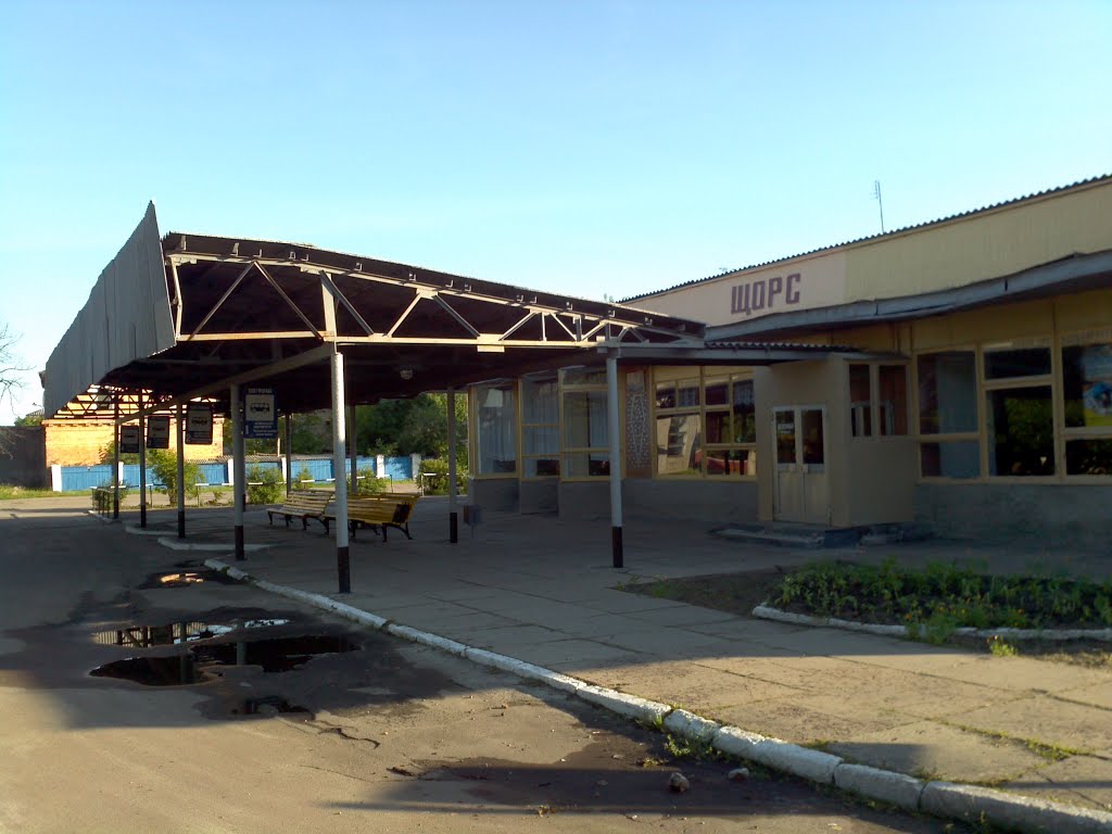 Bus station in Shchors, Ukraine