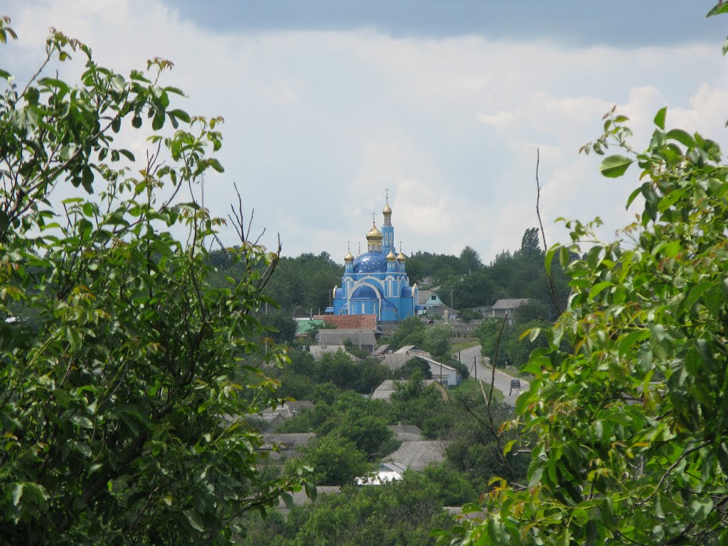 Вид на церковь Слободы-Шаргородской с территории монастыря